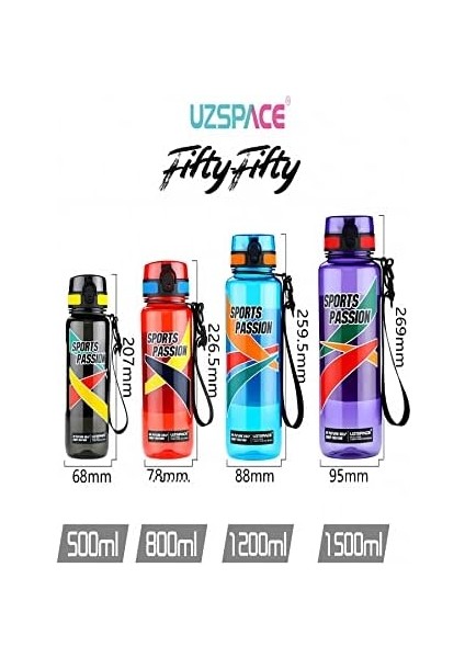 Sports Passion Büyük Boy 1500 ml Tritan Su Matarası Kaydırmaz Tutma Özelliği modelleri