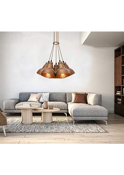 Aydınlatma Aydınlatma Lav 5&apos;li Bakır Eskitme Sarkıt Avize modelleri