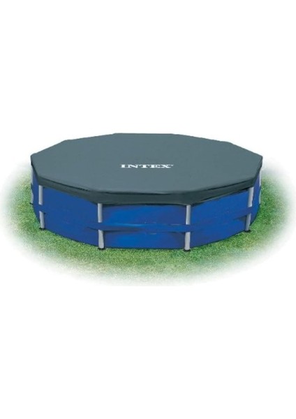Yuvarlak Metal Çerçeve Havuz Örtüsü, Mavi, 4,6 M