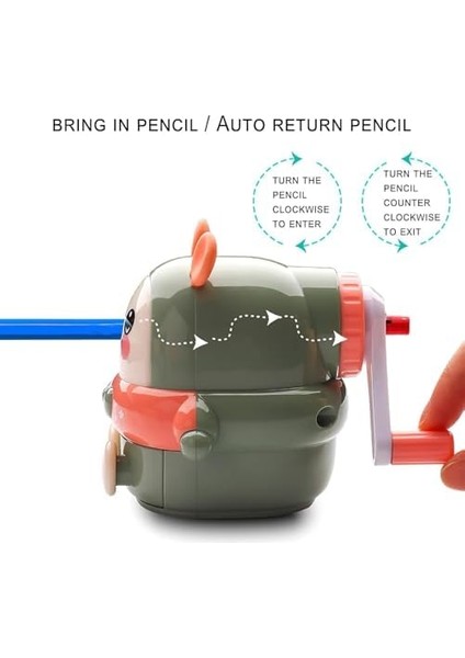 Çocuklar Için Kalemtıraş, El Kranklı Yaratıcı Karikatür Ayı Şekilli Kalemtıraş, Sevimli ve Dayanıklı Manuel Kalemtıraş Okul Malzemeleri, Sınıf, Çocuk Hediyeleri Için modelleri