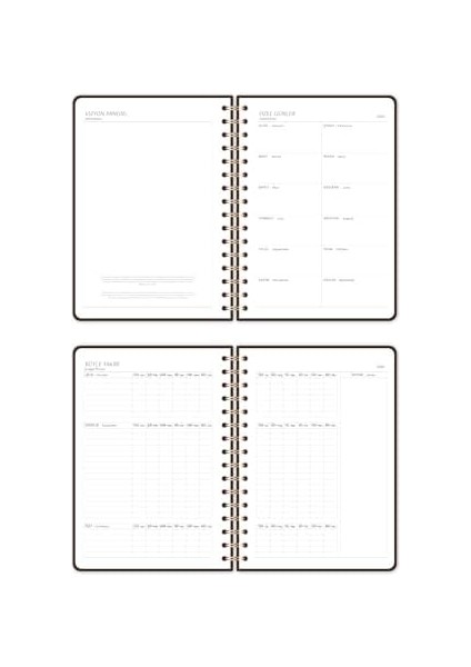 2026 A5 Spiralli Haftalık Ajanda 12 Aylık - Kahverengi modelleri