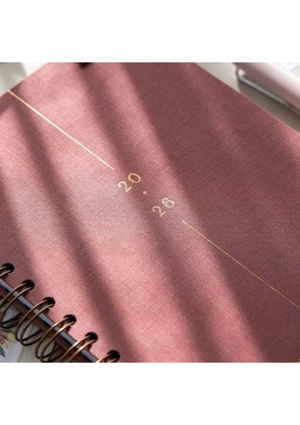 2026 A5 Spiralli Haftalık Ajanda 12 Aylık - Pembe