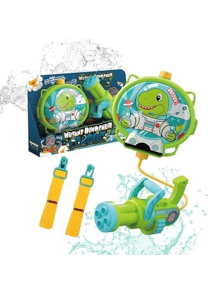 Oyuncak 1200 ml Su Kapasiteli Sırt Çantalı 9 Metre Atış Mesafeli Su Tabancası 20 cm - Çantalı Oyuncak Su Tabancası Taşınabilir Dinozor ve Desenli (Dinozor)
