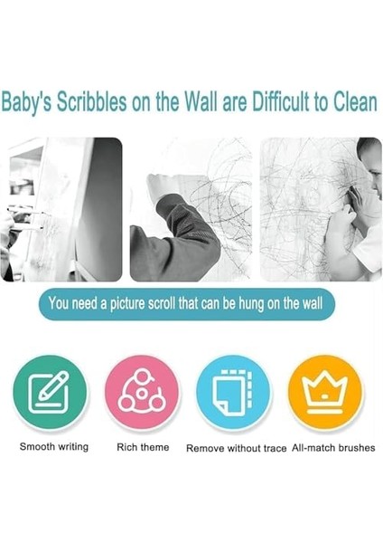 Çizim Kağıdı Ruloları, 30CMX3M Boyama Kağıdı Rulosu, Çocuklar Için Yapıştırılabilir Duvar Kağıdı, Dıy Renk Doldurma Kağıdı, Sınıf/ev/parti Için Ideal Hediye, 1 Rulo, 40 x 300 cm