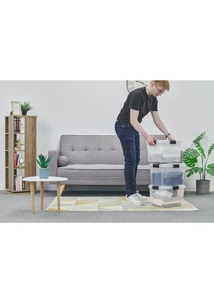 Ohyama, 3&apos;lü Set, Hava Geçirmez Saklama Kutusu, 20 L, 4 Klipsli, Istiflenebilir, Garaj, Kiler, Çatı Katı - Hava Geçirmez Kutu At-Sd - Şeffaf modelleri