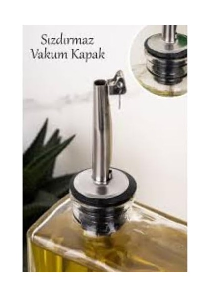 Sızdırmaz Vakum Kapaklı 500 ml Özel Tasarım Cam Yağdanlık – Şık ve Sağlam Yağ, Sirke ve Sos Saklama Kabı