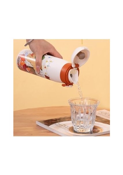 500ML Sevimli Hayvanlar Desenli Rahat Içim Kilitli Kapak Paslanmaz Çelik Termos modelleri