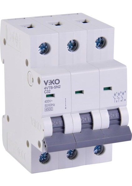 4VTB-3C32 Otomatik Sigorta 4,5ka C Tipi 3 Kutup 32A