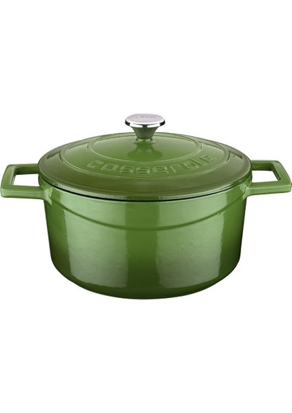 Metal Döküm Yuvarlak Tencere, 20 Cm, Yeşil