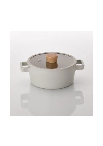 Fika Alüminyum Döküm Tencere Cam Kapaklı 18CM Bej