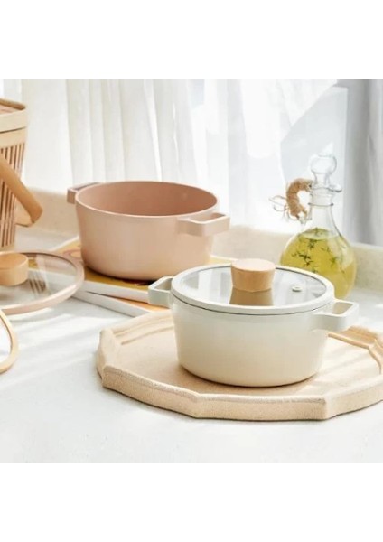 Fika Alüminyum Döküm Tencere Cam Kapaklı 18CM Bej modelleri