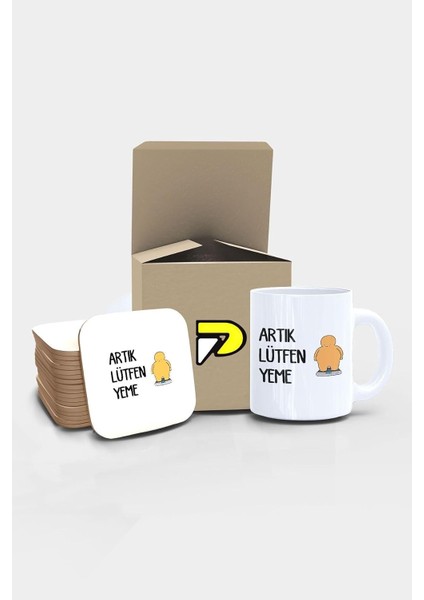 Lütfen Yeme Tasarımlı Baskılı Kupa Bardak Seti, Eğlenceli Özel Hediye Mug