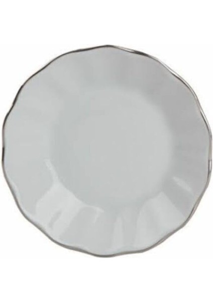 Platin Yaldızlı Çay Tabağı Platinbeyaz