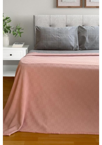 Tek Kişilik Doğal Pamuk Pike Pudra, Dört Mevsim Pike, 160X240 Cm, 1025 gr