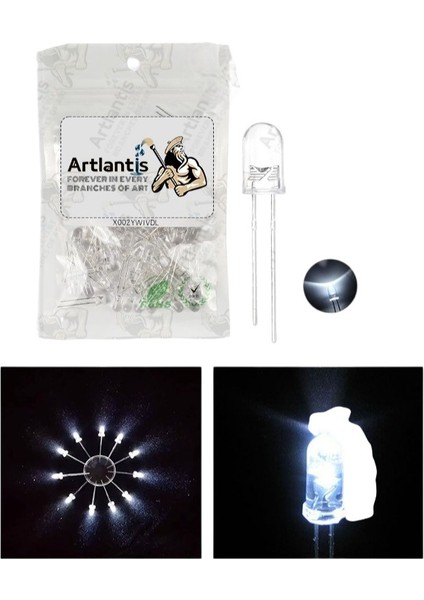Beyaz Mantar LED Diyot Lamba 50 Li 1 Paket Beyaz 4.8 mm Mini Mantar LED Lamba Deney Bilim Proje Arduino Işığı
