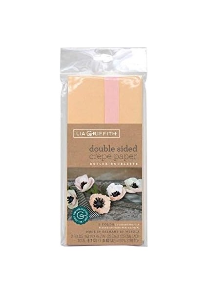 Lia Griffith Çift Taraflı Kağıt Kıvrımları Rulo, 6.7 Kare Ayak, Allık ve Şifon, Petal ve Şeftali