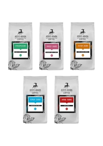 Coffee - 5X100 gr Orijinal Etiyopya Kahveleri (French Press)