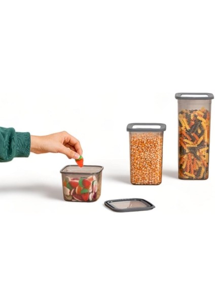 18&apos;li 3 Boy Set Sızdırmaz Kapaklı Kare Erzak Saklama Kabı 6 Adet 650ML - 6 Adet 1300ML - 6 Adet 1900ML Kare Erzak Saklama Kabı modelleri