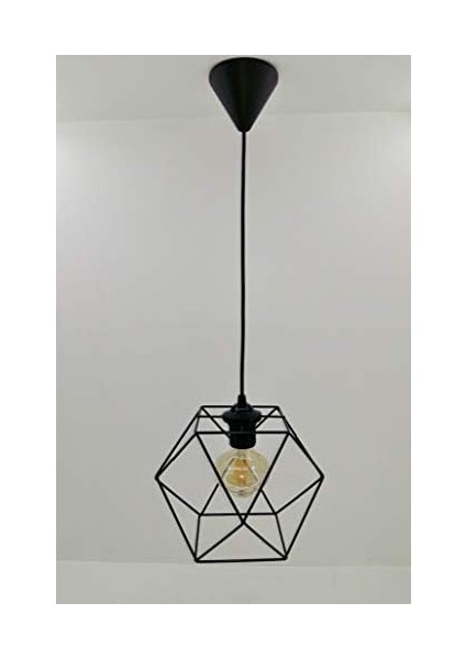 Tasarım Endüstriyel Metal Kafes Çokgen Tekli Sarkıt Avize Cafe Ofis Restaurant Aydınlatma fiyatları