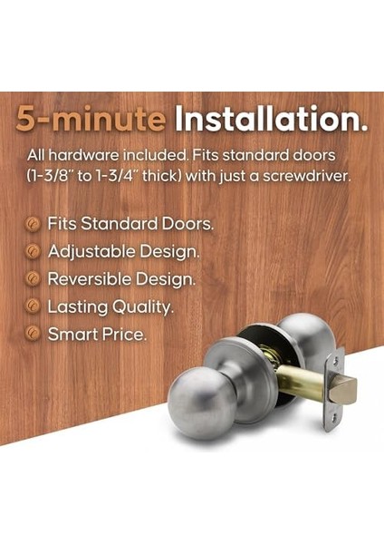 BK2020SS-3 Yuvarlak Kapı Topuzu, Geçiş Fonksiyonu, 3&apos;lü Paket, Paslanmaz modelleri