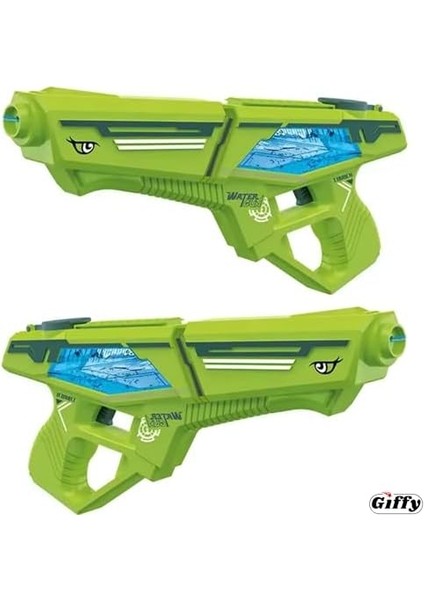 Oyuncak Otomatik Pilli Su Tabancası 10 Metreye Kadar Atış Atma Menzilli 800 ml Kapasiteli 40 cm Boyutunda (Yeşil)