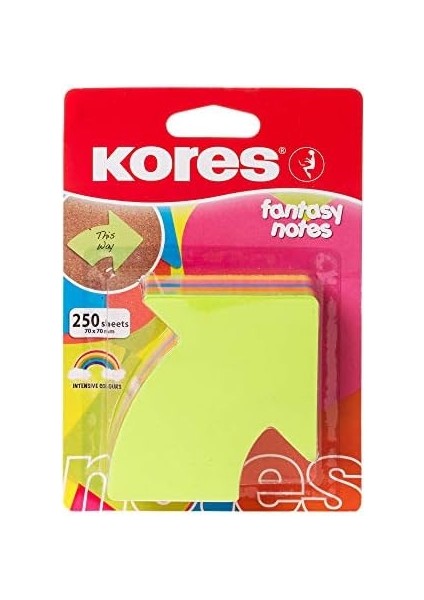 70 x 70 mm (Ok Işareti), Fantasy Yapışkanlı Not Kağıdı ile 5 Neon Renkler, 250 Adet) modelleri