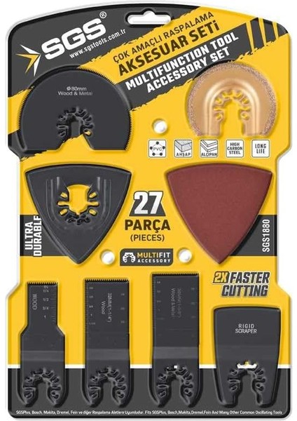 Multi- 27 Parça Kesici ve Raspalama Aksesuar Seti, Model SGS1880