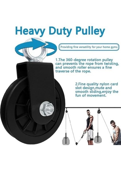 Kablo Kasnağı, 90MM Dönebilen Sessiz Kasnak, Askı Kayışı ve Karabinalı, 360 Derece Ip Kasnağı, Ev Spor Aletleri, Lat Çekme Sistemi, Dıy Aksesuar, Spor Ekipmanları modelleri