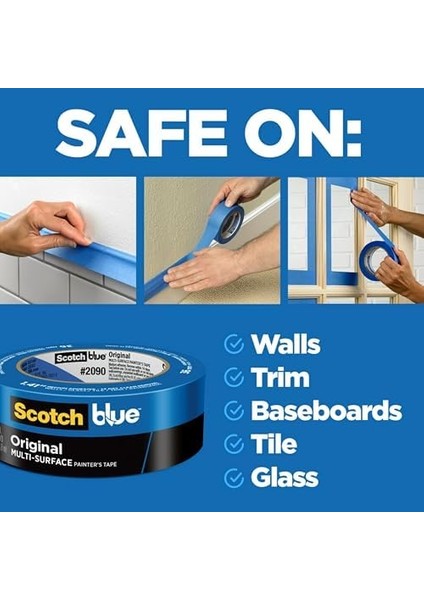 Ressam Bandı Orijinal Çok Yüzeyli Ressam Bandı, 0,94 Inç x 60 Yard (Toplam 540 Metre), 2090, 9 Rulo modelleri