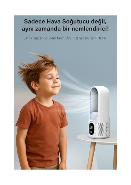 Robo Taşınabilir Kişisel Hava Soğutucu 4 Ü Bir Arada. Hava Soğutucu-Buharlı Nemlendirici-Masa Fanı modelleri