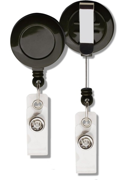 Profesyonel Yaka Kartı Yoyo, 12&apos;li Paket, Kimlik Kartı Tutucu, Personel Kart Çekme Mekanizması (Siyah)