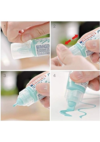 5400 Akrilik 3D Double Liner - Beyaz - 1 Çift Uçlu Akrilik Tüp - 2-3 mm ve 5-10 mm Genişliğinde Çift Uç