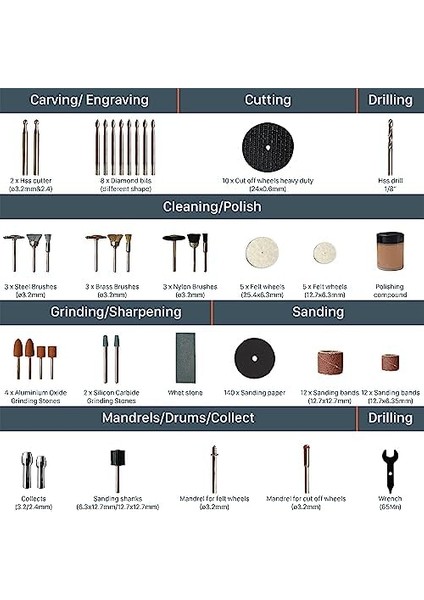WA7208 201 Parça Gravür Hobi Aksesuar Seti fiyatları
