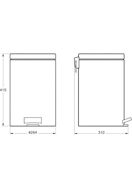 A44017 Çöp Kovası, Yavaş Kapanır, 20 L, Paslanmaz Çelik