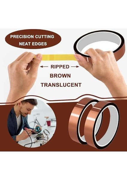 Isı Bandı, 6&apos;lı Paket Yüksek Dayanıklı Bant, 10MMX33M Kalıntı Bırakmayan Yüksek Sıcaklık Bandı, Isı Transferi Elektronik Maskeleme ve Isı Presi Için Dayanıklı Bant Seti