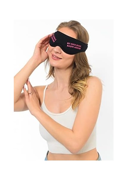 Yıkanabilir Siyah Pamuklu Uyku Maskesi Göz Bandı