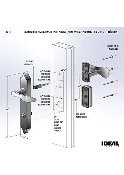 Ideal Security Sallanan Kapılar Için Sürgü Kilitli Kapı Kolu, Yağlanmış Bronz (4 Parçalı Set)