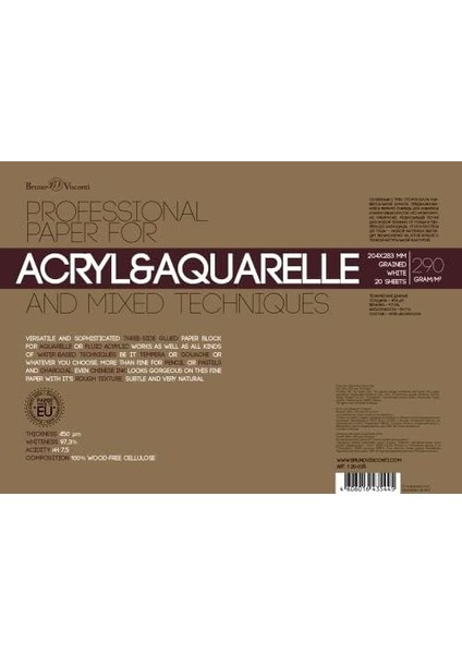 Bruno Visconti Suluboya ve Akrilik Resim Kağıdı, Dosyalı. (Millimeters, 283X204) fiyatları