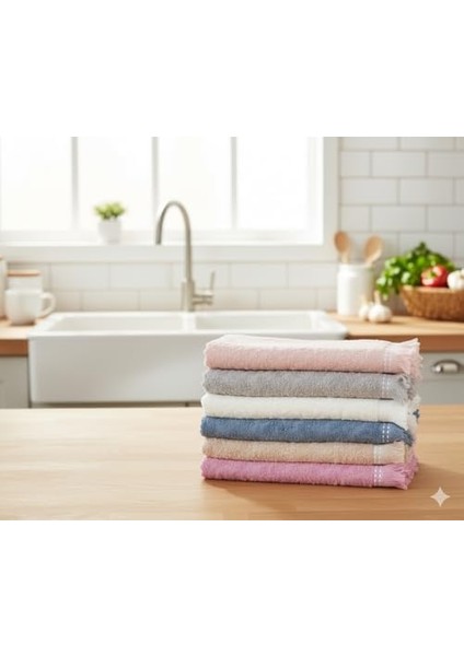 6&apos;lı Mutfak Havlusu Seti | 30X50 Cm, Süper Emici, Çabuk Kuruyan, Ekonomik Pamuklu Karışımı | Günlük Mutfak Işleri Için Ideal (Yavruağzı) fiyatları