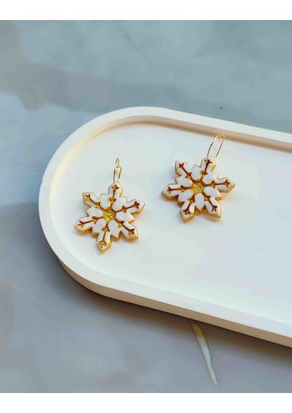 Snowflake Golden Glow Kar Tanesi Yılbaşı Küpe - Şık ve Sade fırsatları