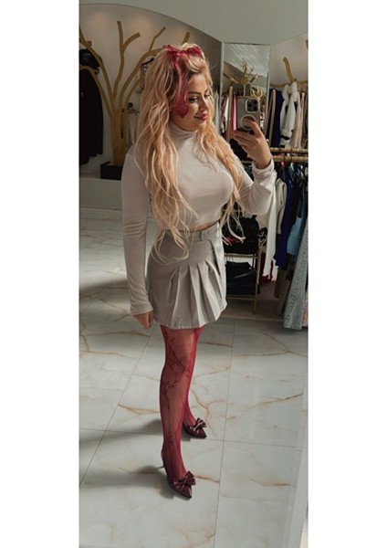 Pileli Düğmeli Gri Kloş Mini Elbise – Lüks Zarafet fiyatları