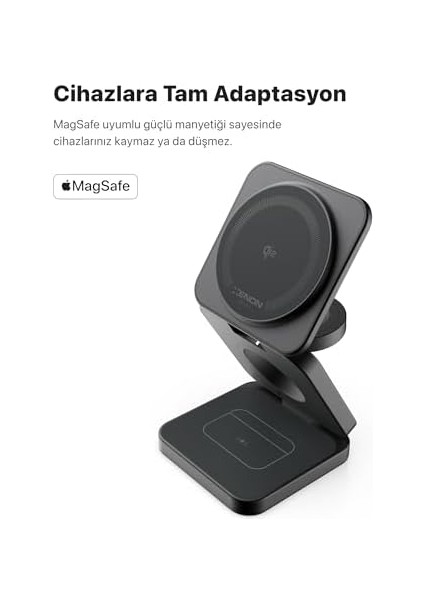Smart Kablosuz Şarj Standı 3&apos;ü Bir Arada Mag Safe ile Uyumlu Qi2 15W Hızlı Şarj Cihazı X6402 fiyatları