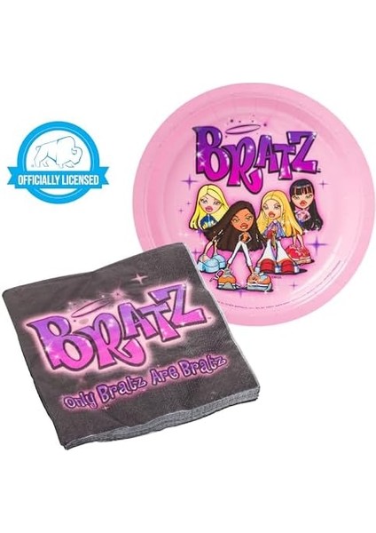 Silver Buffalo Bratz Dolls 32 Parça Mor Kağıt Peçete ve Tabak Parti Paketi Yasmin, Sasha, Jade ve Cloe fiyatları