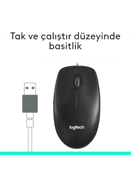 M100 USB Kablolu Mouse, Pc, Mac, Dizüstü Bilgisayar ile Uyumlu, 1000 Dpı Optik Izleme, Sağ ve Sol Elle Kullanıma Uygun, Siyah fiyatları