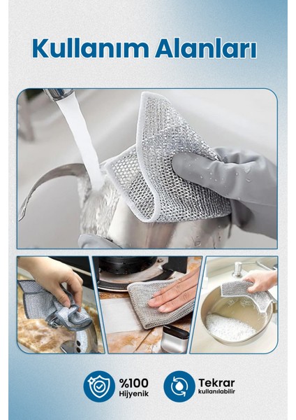 10’lu Hijyenik Bulaşık Ovma Teli- Çift Katlı Zor Kir ve Yağ Çözücü (20X20 Cm) modelleri