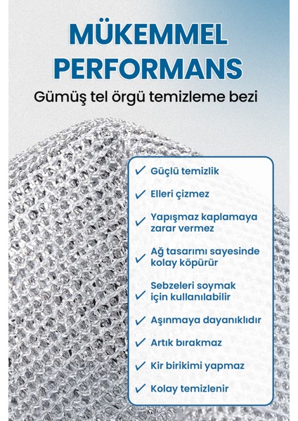 10’lu Hijyenik Bulaşık Ovma Teli- Çift Katlı Zor Kir ve Yağ Çözücü (20X20 Cm) fırsatları