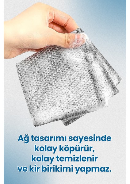 10’lu Hijyenik Bulaşık Ovma Teli- Çift Katlı Zor Kir ve Yağ Çözücü (20X20 Cm) indirimleri