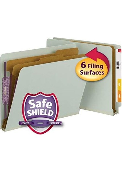 Bağlantı Elemanları ILE%100 Geri Dönüştürülmüş Uç Sekme Pressboard Sınıflandırma Dosya Klasörü, 2 Bölücü, 5 cm Genişletme, Harf Boyutu, Gri/yeşil, Kutu Başına 10 (26810) fiyatları