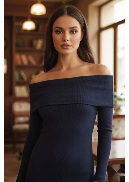 Madonna Yaka Fitilli Elbise Lacivert fırsatları