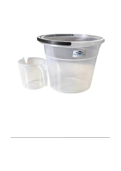 Şeffaf Plastik Kova Seti, 2 Parça, Siyah Tutacaklı